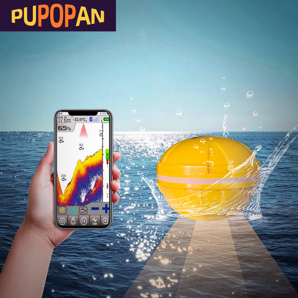 Fish Finder Portable - PUPOPAN 100 メートル真新しいスマートフォン魚群探知機ソナー Bluetooth インテリジェント魚群探知機 Android