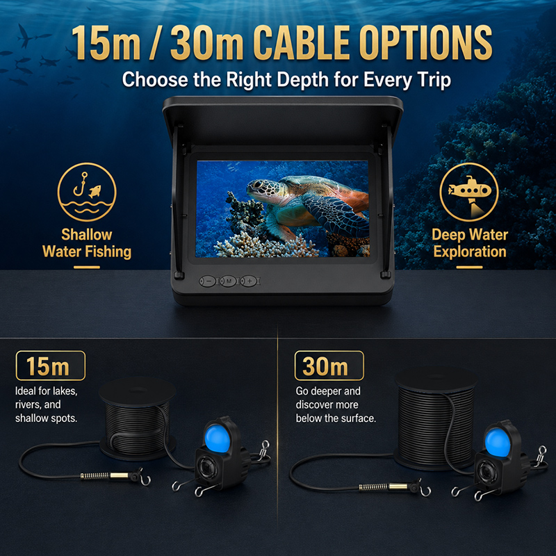 魚群探知機 水中カメラ 1080P HDモニター ナイトビジ - Fishing Depth Finder のレビューと価格