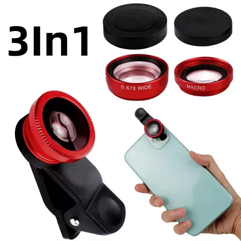 3in1モバイルフォン用魚眼レンズ 0.67X広角マクロレン - Fishing Camera のレビューと価格