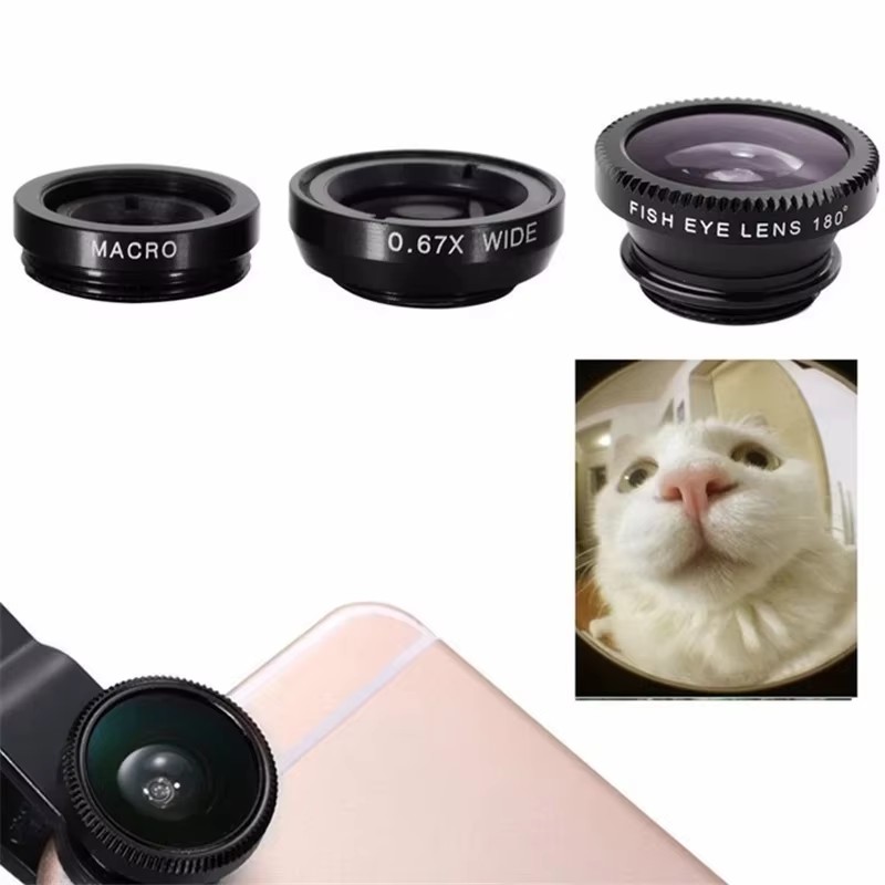 3in1モバイルフォン用魚眼レンズ 0.67X広角マクロレン - Fishing Camera のレビューと価格
